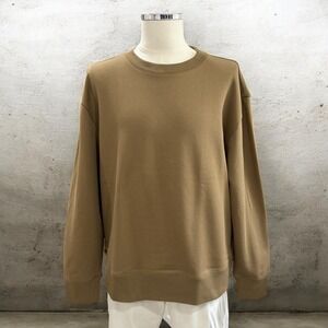 Mode Of One Brown Fleece Sweatshirt Minimalist Streetwear Crewneck Large Loose